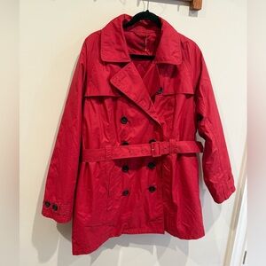 LL Bean Women’s Jacket Red Pea Coat Size XL Waterproof Quilted Primaloft Lined
